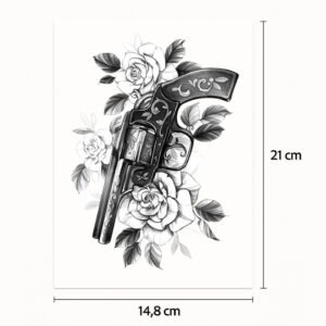 Half-Sleeve-Tattoo Pistole und Rosen