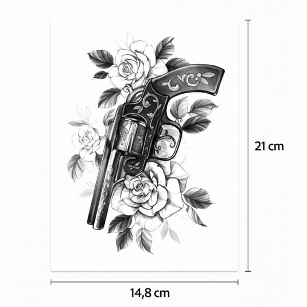 Half-Sleeve-Tattoo Pistole und Rosen