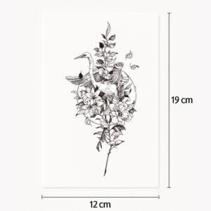 Tattoo Storch mit Blumen